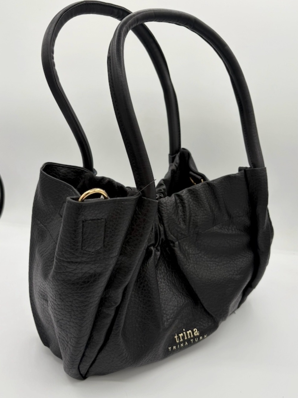Trina Turk ruched handle small tote bag in black- NWT! - Picture 2 of 4
